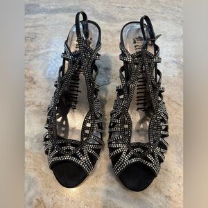 Lady Couture Black and Rhinestone Women's Shoes - size euro 40 (us 9.5)